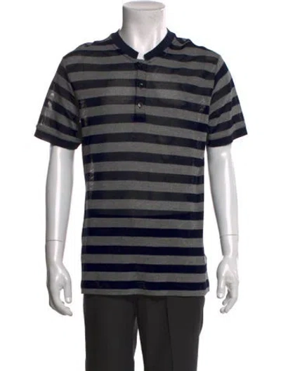 Pre-owned Versace Striped Short Sleeve Shirt In Black