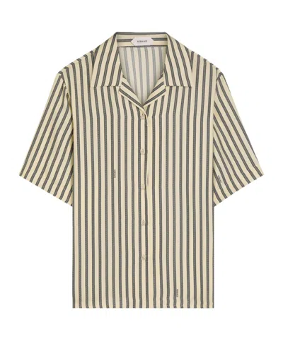 Versace Striped Silk Blouse In Nude