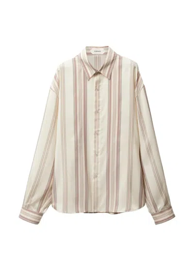 Versace Striped Silk Loose Shirt In Multi