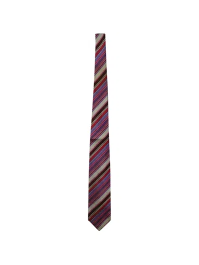 Pre-owned Versace Striped Silk Tie In Red