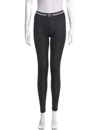 Pre-owned Versace Striped Skinny Leg Pants In Black