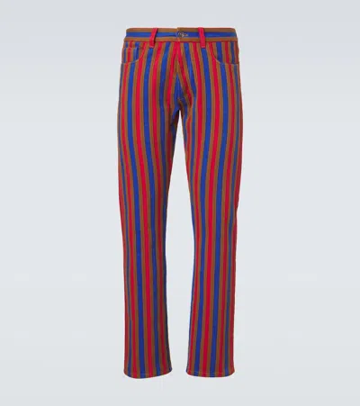 Versace Striped Straight Jeans In Blue