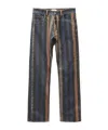 Versace Denim Jeans Striped Pattern Belt Loops In Blue