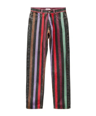 Versace Striped Straight Jeans In Multi
