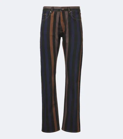 Versace Straight-leg Striped Jeans In Multi