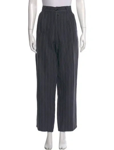 Pre-owned Versace Striped Straight Leg Pants In Gray