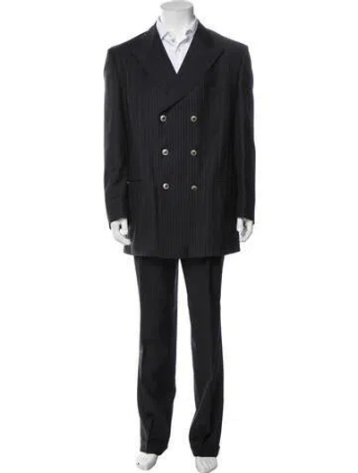 Pre-owned Versace Striped Suit In Black