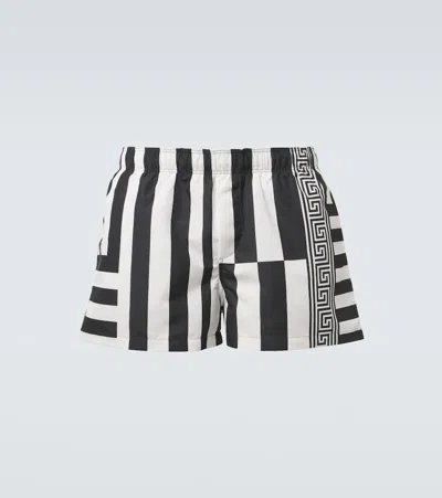 Versace Striped Swim Trunks In Multi