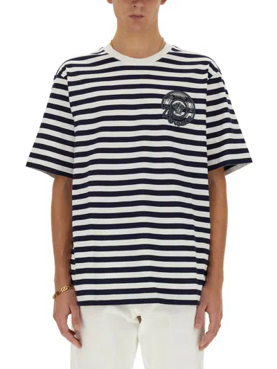 Versace Multicolored Nautical Stripes T-shirt In White