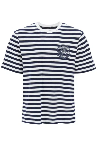 Versace Multicolored Nautical Stripes T-shirt In White