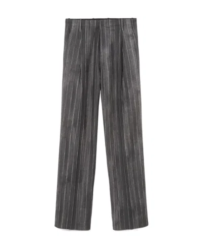 Versace Striped Tailored Trousers In Black