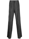 Versace Striped Tailored Trousers In Grey