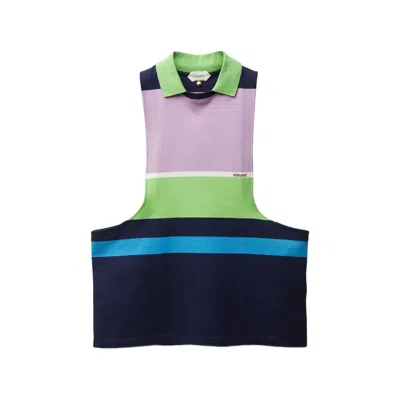 Versace Sleeveless Embroidered Striped Cotton T-shirt In Multi