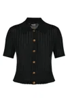 Versace Button-up Knitted Shirt In Nero