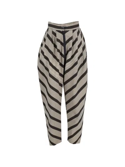 Pre-owned Versace Striped Trousers In White