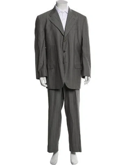 Pre-owned Versace Striped Two-piece Suit In Gray