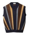 Versace Gender Inclusive Mixed Media Patchwork Sweater Vest In Blue