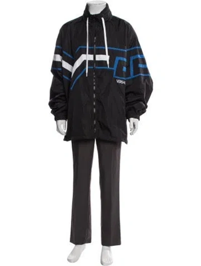 Pre-owned Versace Striped Windbreaker In Gray