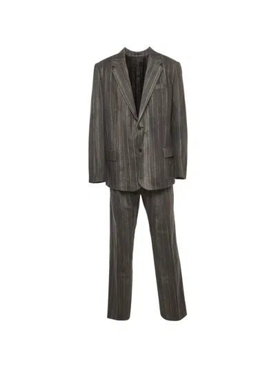 Pre-owned Versace Striped Wool Suit In Gray
