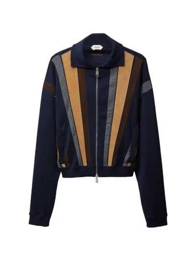 Versace Striped Zip Jacket In Blue
