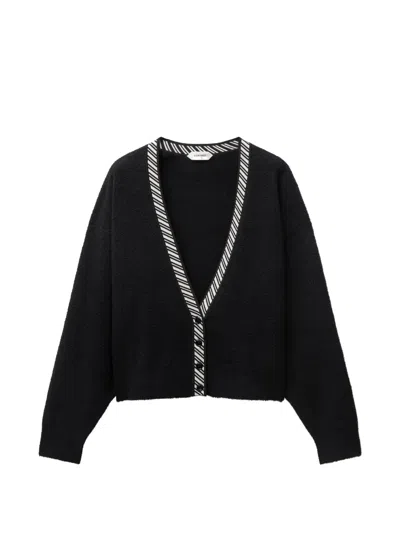 Versace Striped-trim Medusa-plaque Cardigan In Black