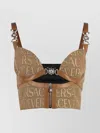 Versace Structured Leather Corset Top With Metal Hardware In Multi