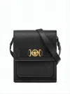 Versace Structured Textured Leather Crossbody Bag In Black