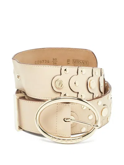 Pre-owned Versace Stud-detailing Leather Belt