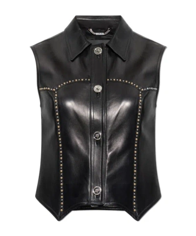 Versace Stud-embellished Button-up Gilet In Black