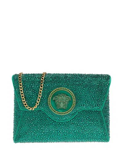 Versace Stud-embellished Clutch Bag In White