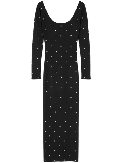 Versace Stud-embellished Maxi Skirt In Black