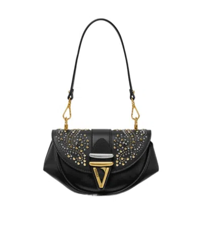 Versace Stud-embellished Shoulder Bag In Black