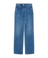 Versace Stud Embellishment Straight-leg Tousers In Blue