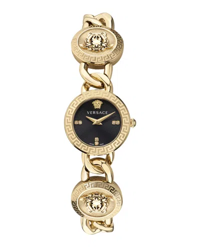 Versace Stud Icon Diamond Watch In Gold