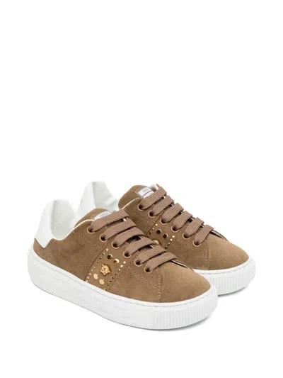Versace Kids' Stud Trainers In Brown