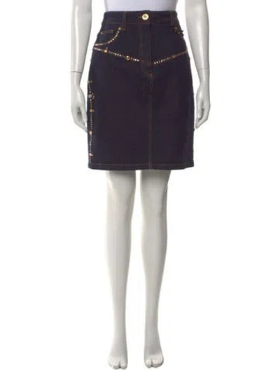 Pre-owned Versace Studded Accents Mini Skirt W/ Tags In Blue