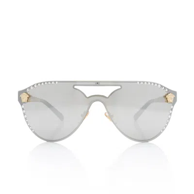 Versace Studded Cat Eye Sunglasses In Gray