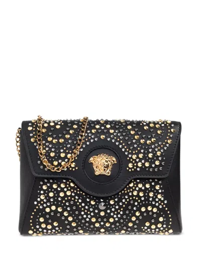 Versace Studded Clutch Bag In Black