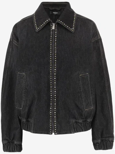 VERSACE VERSACE STUDDED DENIM JACKET
