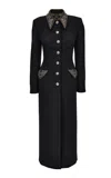 Versace Studded Felted Wool Coat In Black