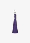Versace Studded Fringed Keychain In Purple