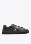 Versace Studded Greca Low-top Sneakers In Black