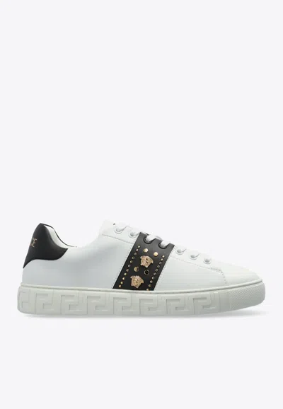 Versace Studded Greca Low-top Sneakers In White