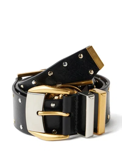 Versace Studded Leather Belt 4 Cm In Black
