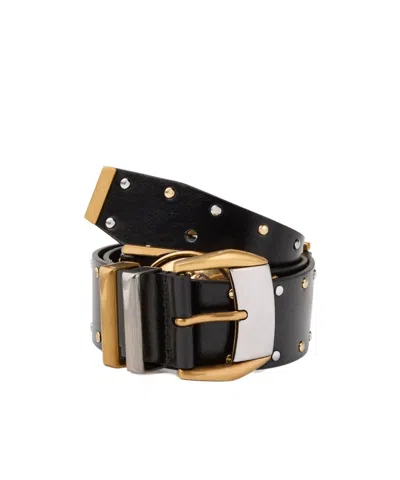 Versace Studded Leather Belt 4 Cm In Black