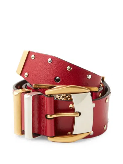 Versace Studded Leather Belt 4 Cm In Red