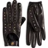 Versace Studded Leather Gloves In Black