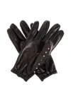 Versace Studded Leather Gloves In Black