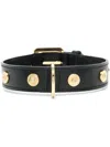 Versace Studded Leather Pet Collar In Schwarz