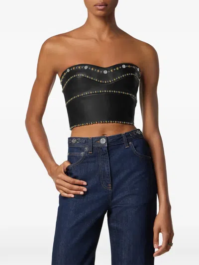 VERSACE STUDDED LEATHER TOP